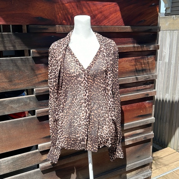 Paige silk top with leopard print - Picture 1 of 5